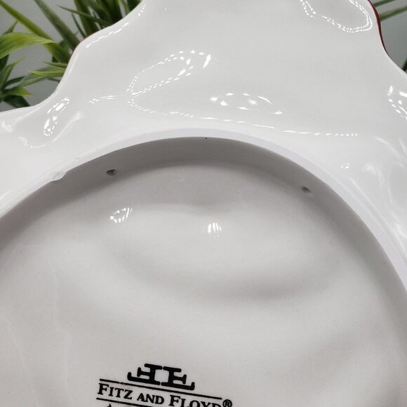 Fitz & Floyd 2000's Plaid Christmas Snowman 9" Canape Plate - Picture 6 of 11